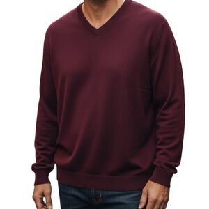 Hart Schaffner Marx Men Size 3 XB Pure Merino Wool Preppy Purple Sweater Classic